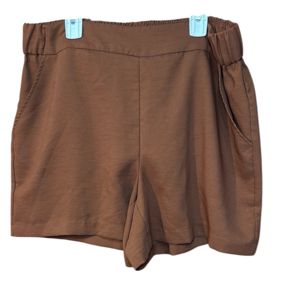Nine West Pull On Elastic Waist Shorts Pockets Brown Women’s Large